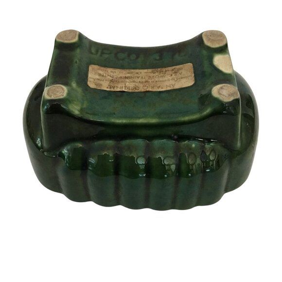 VTG UPCO Ungemach Pottery Co 370 USA Green 6" Ceramic Planter Original Label MCM - Picture 8 of 9